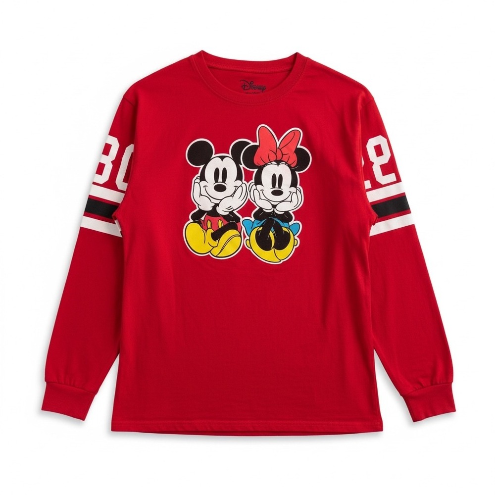 Disney Mickey‎ Minnie Mouse Red Long Sleeve Shirt Adult Size S